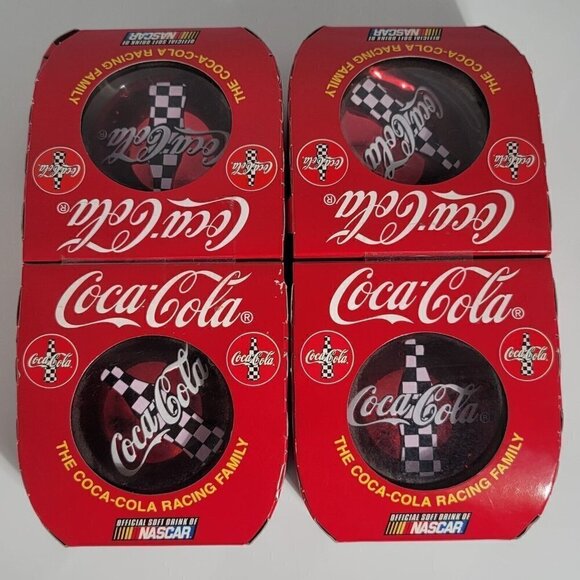 Pack Of 4 Coca-Cola Nascar Official Soft Drink Of Christmas Ornament Disc - Picture 1 of 10
